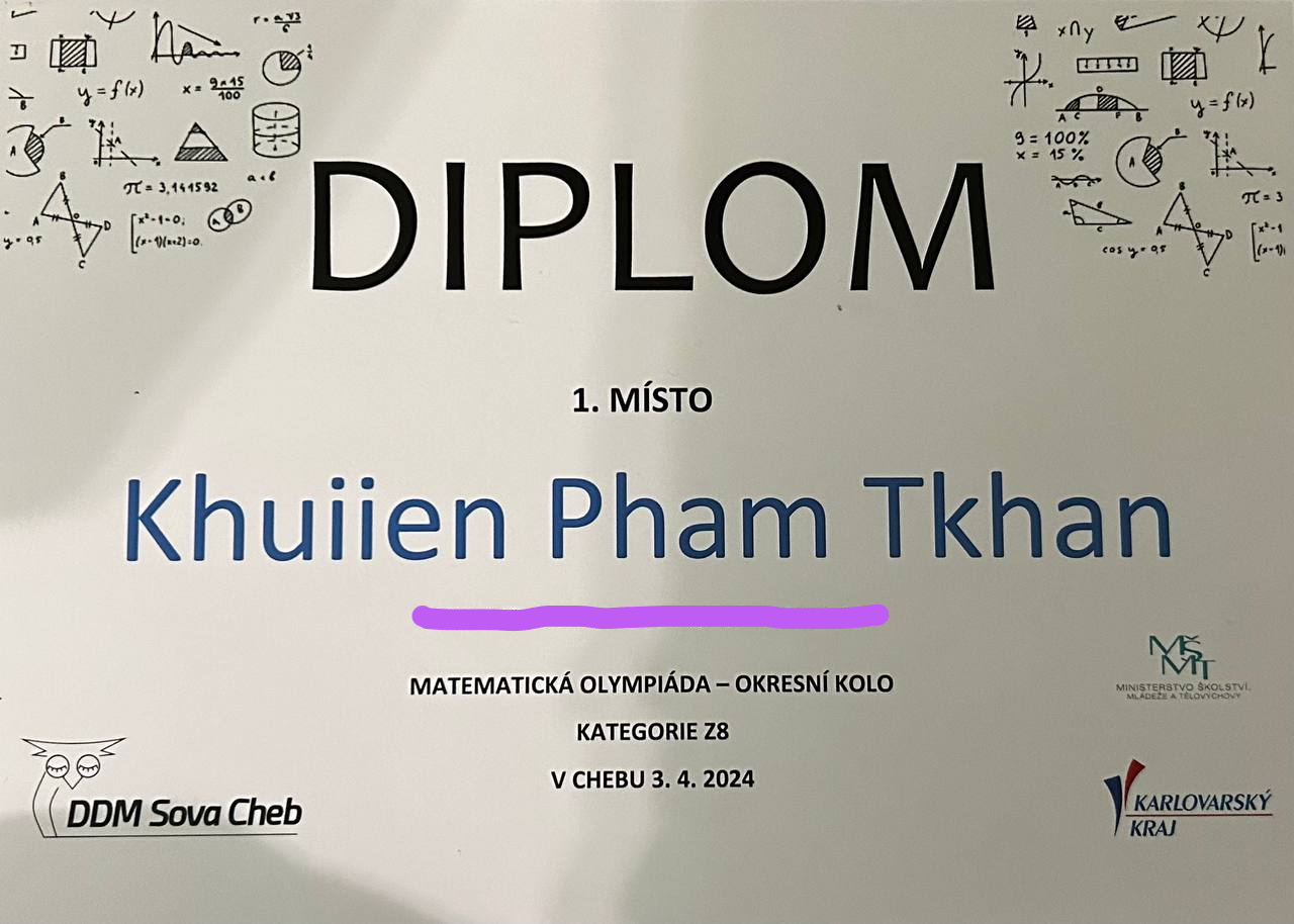 1. místo v okresním kole MO
